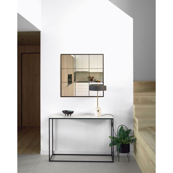 Juodos ir baltos spalvos iš keraminės plokštės konsolinis staliukas 30x110 cm Rewena – Kave Home-image-1