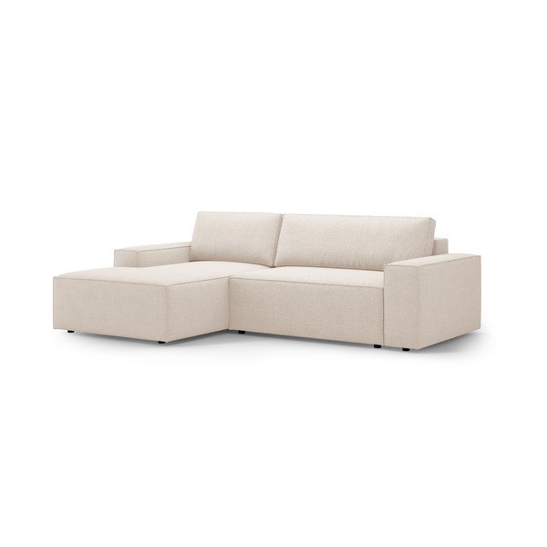 Iš boucle sulankstoma kampinė sofa smėlio spalvos (su kairiuoju kampu) Jodie – Micadoni Home-image-3
