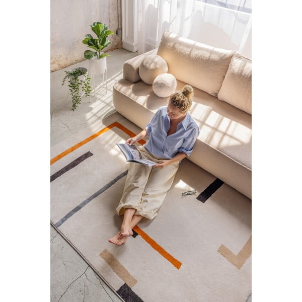 Oranžinės spalvos/kreminės spalvos kilimas 80x150 cm Linea – Universal-image-3