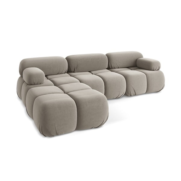 Smėlio spalvos iš velveto modulinė kampinė sofa Lokua – Makamii-image-4