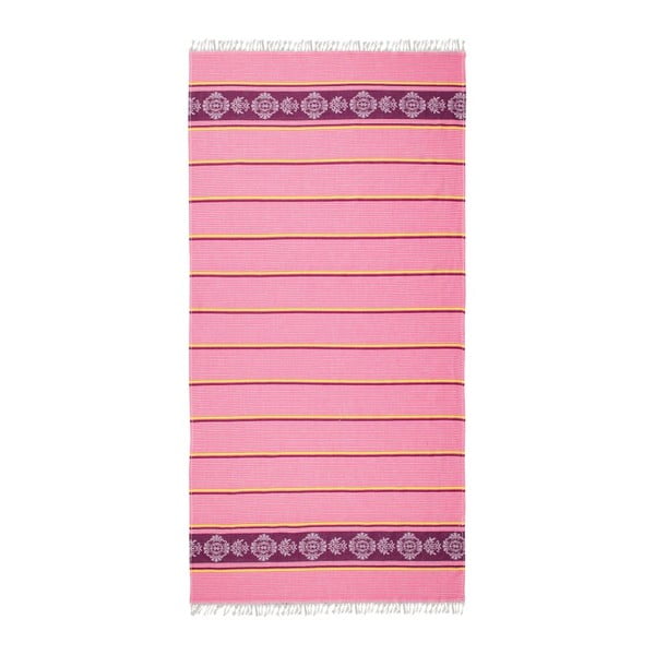 Rožinis ir violetinis hamamo rankšluostis Deco Bianca Loincloth Pink Stripe, 80 x 170 cm