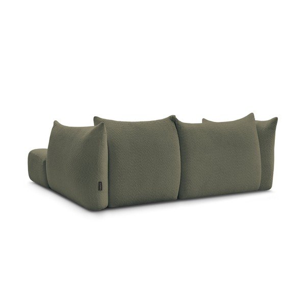 Žalios spalvos kampinė sofa iš boucle (su dešiniuoju kampu/su gultu) Azra – Bobochic Paris-image-4