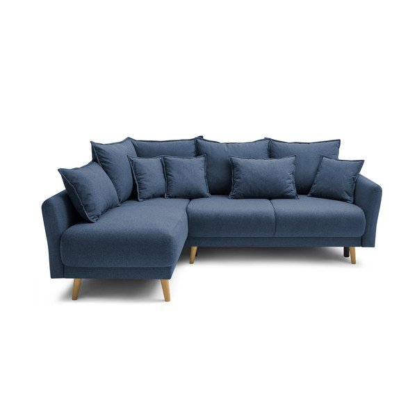 Tamsiai mėlyna "Bobochic Paris Mia" sofa-lova, kairysis kampas