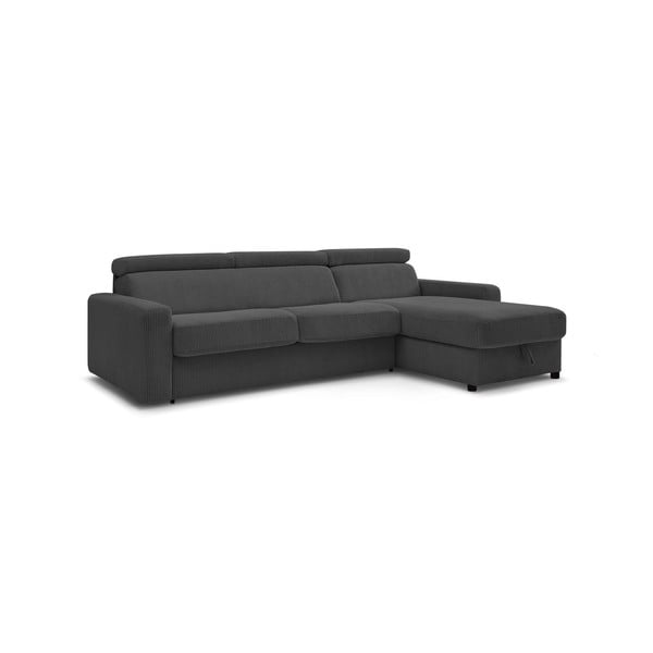 Iš kordinio velveto sulankstoma kampinė sofa tamsiai pilkos spalvos (kintama) Monaco – Bobochic Paris-image-4