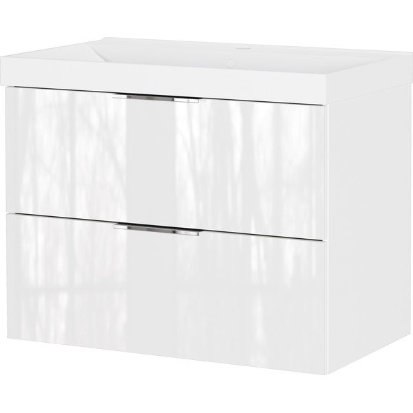 Baltos spalvos blizgus pakabinama spintelė po kriaukle 81x65 cm Celano – Germania
