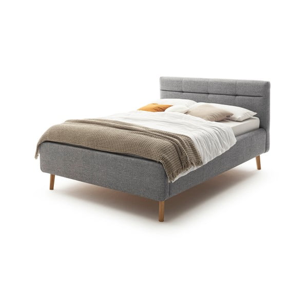 Pilka minkšta dvigulė lova su daiktadėže ir grotelėmis 140x200 cm Lotte - Meise Möbel