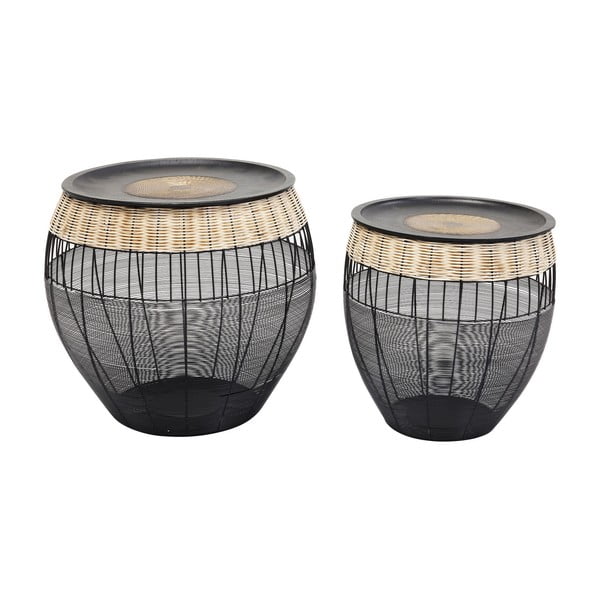 2 juodų saugojimo staliukų rinkinys Kare Design African Drums