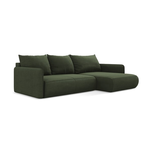Žalios spalvos sulankstoma/su sandėliavimo vieta kampinė sofa (su dešiniuoju kampu) Nanea – Makamii-image-3