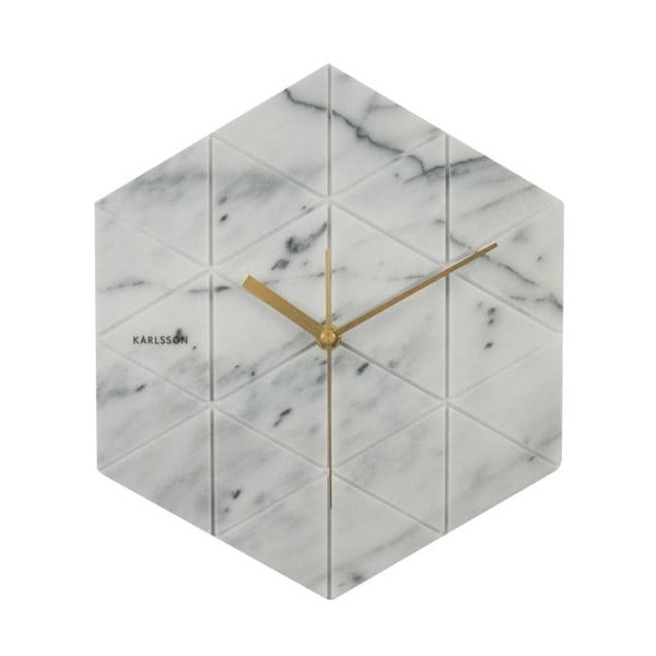 Baltas sieninis laikrodis Karlsson Hexagon