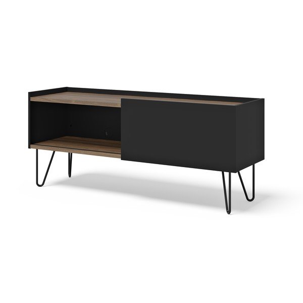TV spintelė juodos spalvos/rudos spalvos iš riešutmedžio 140x59 cm Nina – TemaHome-image-2