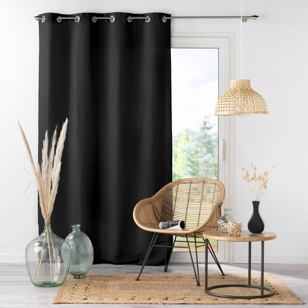 Užuolaida iš mikropluošto juodos spalvos 140x280 cm Absolu – douceur d'intérieur-image-3