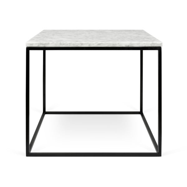 Balto marmuro kavos staliukas juodomis kojomis TemaHome Gleam, 50 x 50 cm