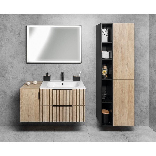 Pakabinama spintelė be kriauklės natūralios spalvos iš ąžuolo 58x54 cm Cirasa – Sapho-image-1