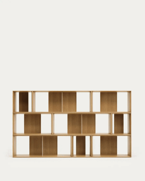 Modulinės lentynos natūralios spalvos iš ąžuolo 9 vnt. 202x114 cm Litto – Kave Home-image-4