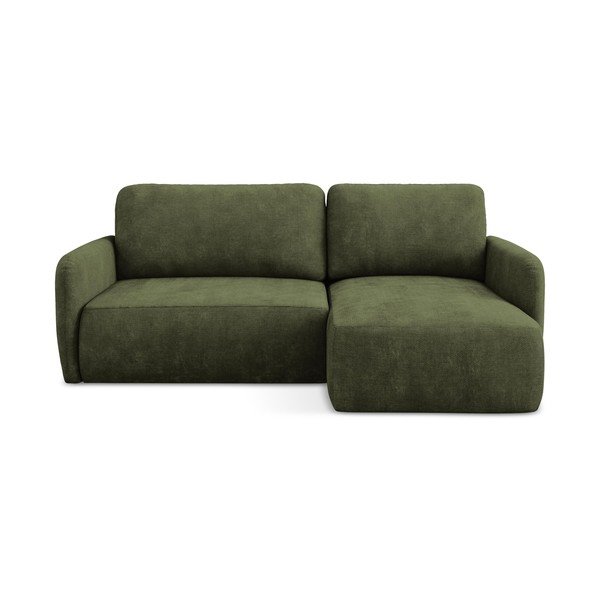 Žalios spalvos iš šenilinio audinio sulankstoma/su sandėliavimo vieta kampinė sofa (su dešiniuoju kampu/su gultu) Lilo – Makamii
