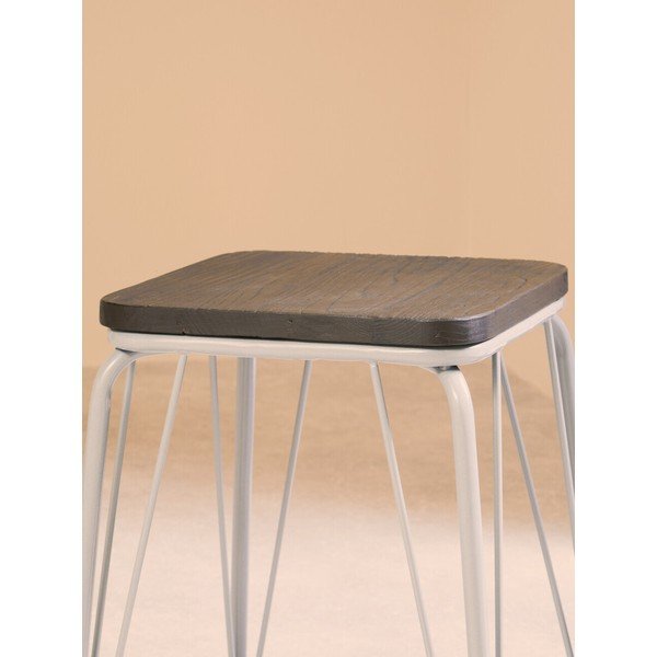 Pilkos spalvos/tamsios natūralios spalvos iš guobos masyvo taburetė District – Premier Housewares-image-3