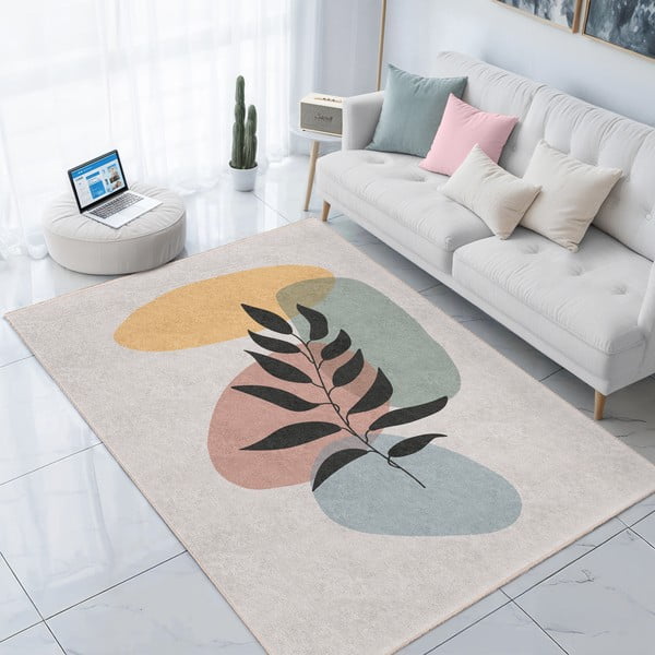 Skalbiamas kilimas kreminės spalvos 160x230 cm Illustrated Autumn – Mila Home-image-3