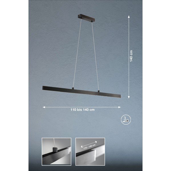 Kabantis šviestuvas juodos spalvos LED su pritemdymo funkcija Orell – Fischer & Honsel-image-3
