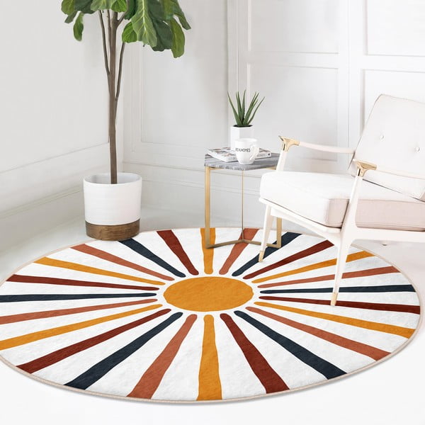 Skalbiamas/robotiniams dulkių siurbliams apvalios formos kilimas ø 120 cm Comfort – Mila Home-image-3