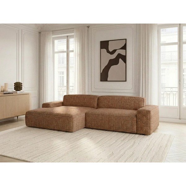 Oranžinės spalvos sulankstoma/ar elektrisko sēdekļa regulēšanu kampinė sofa (su kairiuoju kampu) Abel – Bobochic Paris-image-1