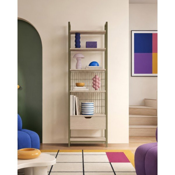Žalios spalvos iš plieno knygų spinta  60x179,5x40 cm Amara – Marckeric-image-2