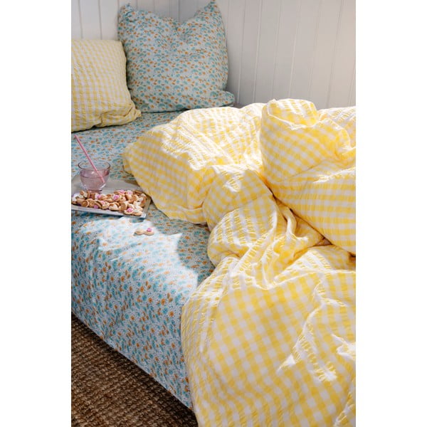 Viengulė/itin ilga patalynė geltonos spalvos/baltos spalvos banguotos tekstūros 140x220 cm Bæk&Bølge – JUNA-image-3