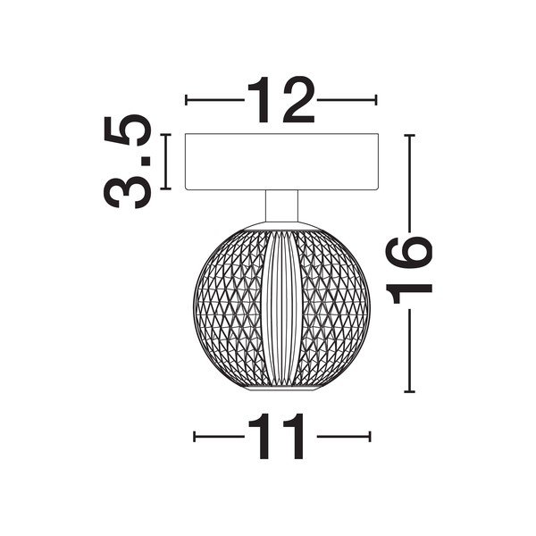 Auksinės spalvos iš aliuminio lubinis šviestuvas LED su gaubtu iš akrilo stiklo Brillante – Nova Luce-image-4