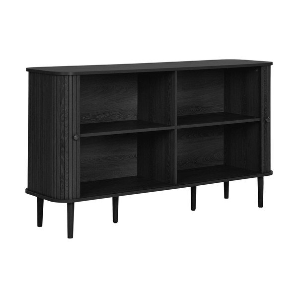 Juodos spalvos iš pušies masyvo šoninė spintelė 140x79x40 cm Nikko – House Nordic-image-4