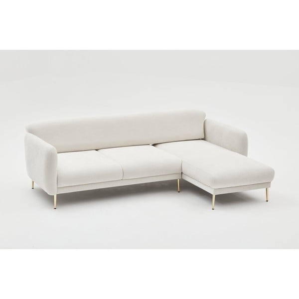 Baltos spalvos kampinė sofa (su dešiniuoju kampu/su gultu) Simena – Balcab Home-image-1
