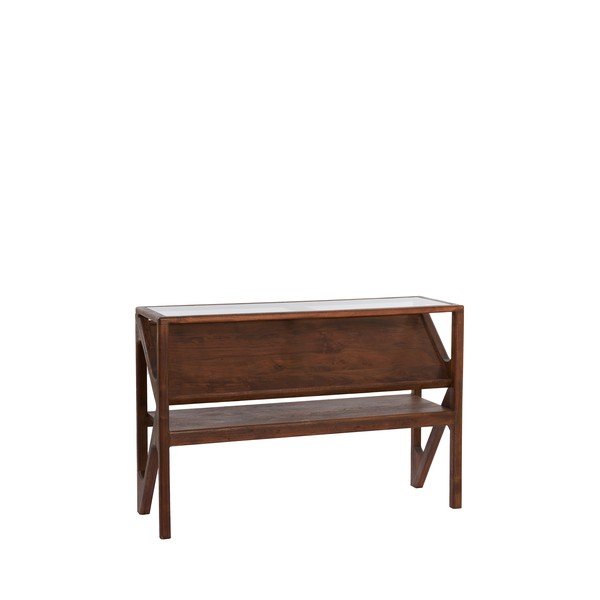 Natūralios spalvos konsolinis staliukas su stikliniu stalviršiu 41x119 cm Yuki – Light & Living