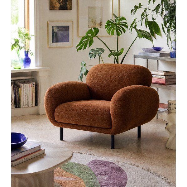 Terakotos spalvos iš boucle krėslas Poppy – Micadoni -image-1