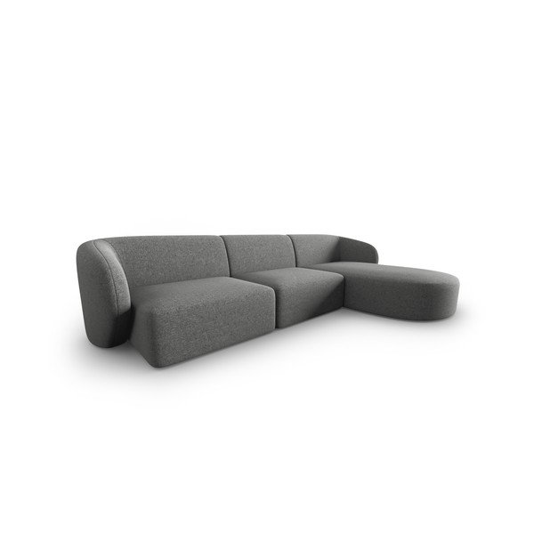 Pilkos spalvos iš šenilinio audinio kampinė sofa (su dešiniuoju kampu/su gultu) Paolo – Milo Casa-image-1