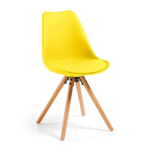 Geltonos spalvos kėdė su bukmedžio kojomis Bonami Essentials Lumos