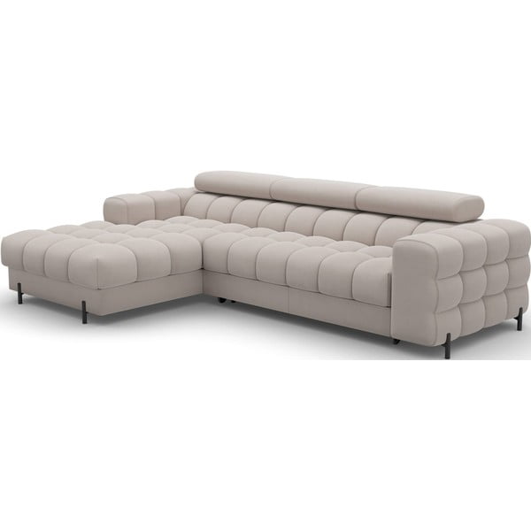 Smėlio spalvos iš velveto sulankstoma/su sandėliavimo vieta kampinė sofa (su kairiuoju kampu/su gultu) Felro – ELTAP-image-2
