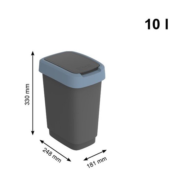 Perdirbto plastiko šiukšlių dėžė 10 L Twist - Rotho-image-3