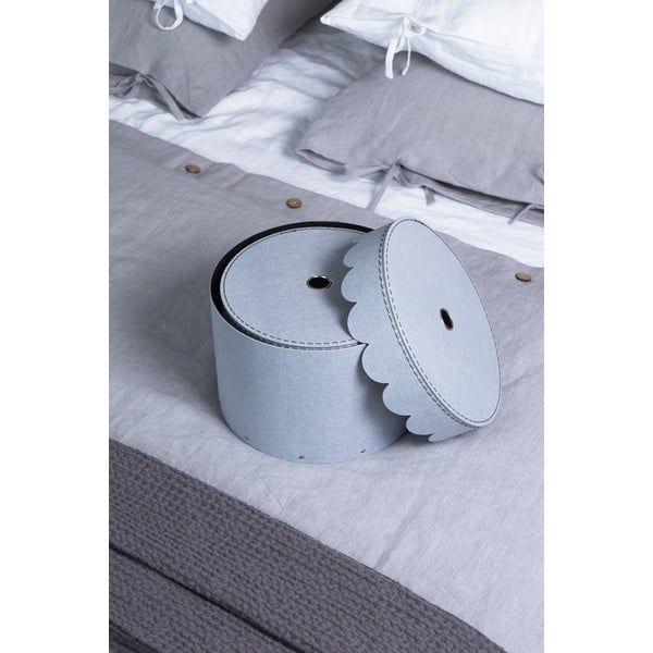 Daiktadėžės iš kartono šviesiai pilkos spalvos su dangčiu 2 vnt. ø 26x17,5 cm Wilma – Bigso Box of Sweden-image-2