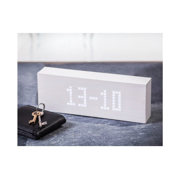Baltas žadintuvas su baltu LED ekranu Gingko Message Click Clock-image-4