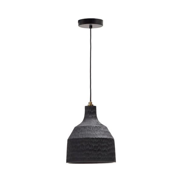 Juodos spalvos kabantis šviestuvas ø 21 cm su mediniu gaubtu Amire – Kave Home