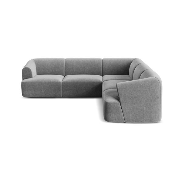 Šviesiai pilkos spalvos kampinė sofa iš velveto Campi – Cosmopolitan Design-image-3