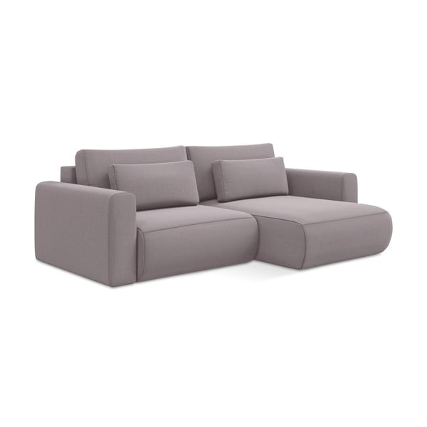 Levandų spalvos iš velveto sulankstoma/su sandėliavimo vieta kampinė sofa (su dešiniuoju kampu/su gultu) Kapua – Makamii-image-3