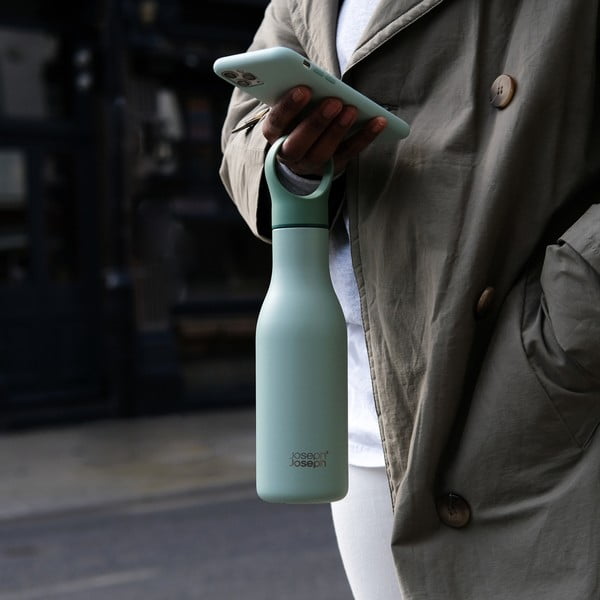 Butelis mėtų spalvos iš nerūdijančio plieno Kelioninis buteliukas 500 ml Loop – Joseph Joseph-image-2