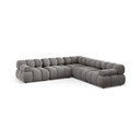Šviesiai pilkos spalvos modulinė kampinė sofa iš velveto Bellis – Micadoni 