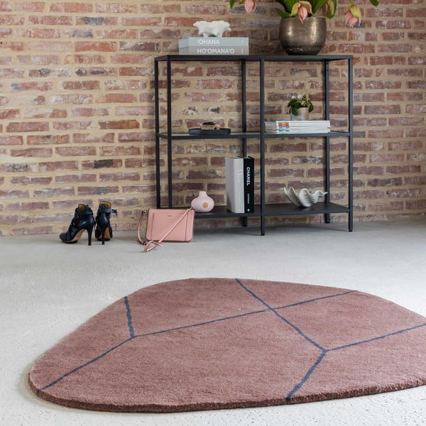 Rausvas vilnonis kilimas 120x154 cm Shape - Mette Ditmer Denmark-image-1