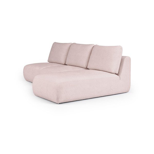 Šviesiai rožinės spalvos iš boucle kampinė sofa (su dešiniuoju kampu/su gultu) Mirel – Rodier-image-2