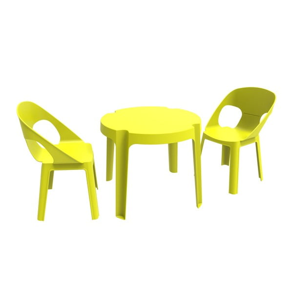 Žalias vaikiškas sodo komplektas 1 stalas ir 2 kėdės "Resol Julieta