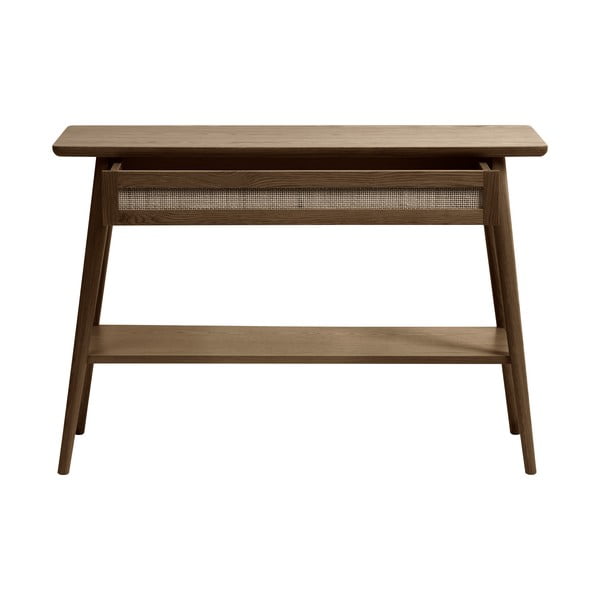 Konsolinis staliukas rudos spalvos su ąžuolo dekoro stalviršiu 40x110 cm Barrali – Unique Furniture-image-1