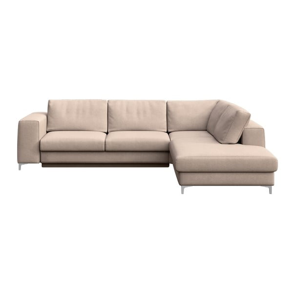Smėlio spalvos iš velveto sulankstoma/su sandėliavimo vieta kampinė sofa (su dešiniuoju kampu/„L“ formos) Rene – Rodier