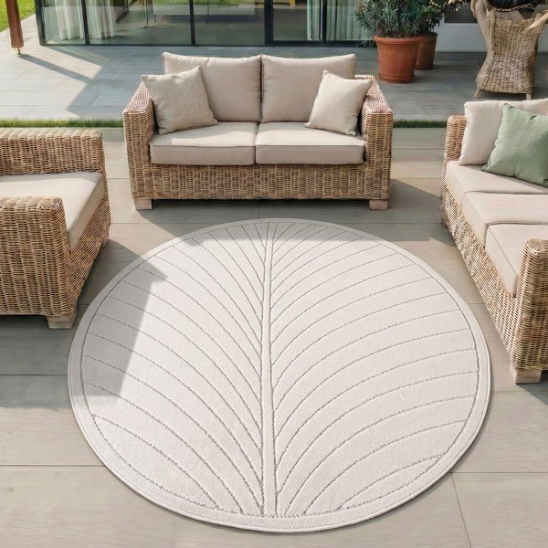 Kreminės spalvos apvalios formos lauko ir vidaus kilimas ø 160 cm Nova 1204 – Ayyildiz Carpets-image-1