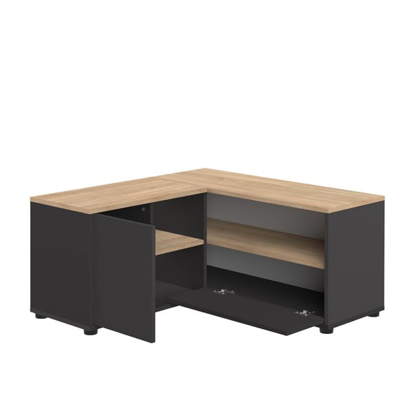 TV spintelė juodos spalvos/natūralios spalvos iš ąžuolo 90x45 cm Angle – TemaHome-image-3