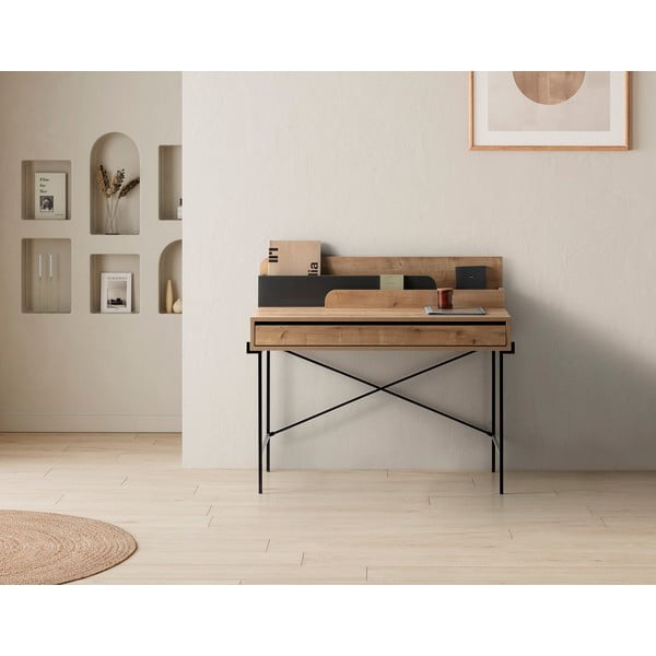 Iš ąžuolo masyvo paslepiamas rašomasis stalas 60x113 cm Lila – Marckeric-image-2